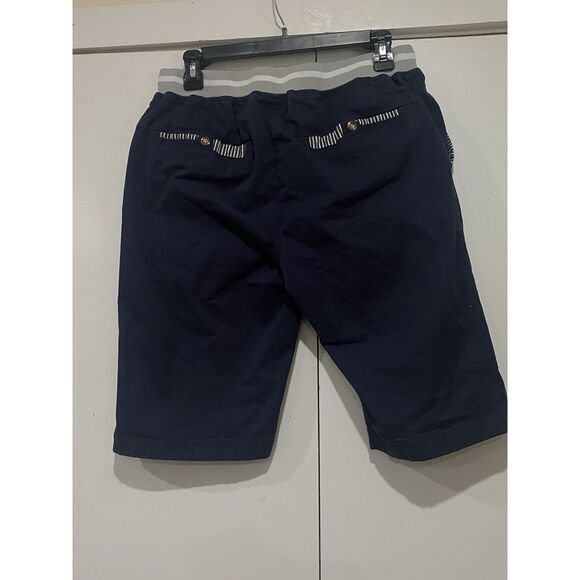 Fashion Style News Shorts Mens Medium Navy Blue Elastic Drawstring Casual Beach - Picture 7 of 11